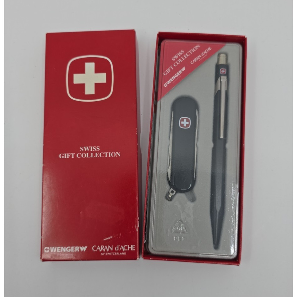 Vintage Wenger Caran d'Ache Ballpoint Pen Swiss Army Knife Camp Original Box NEW